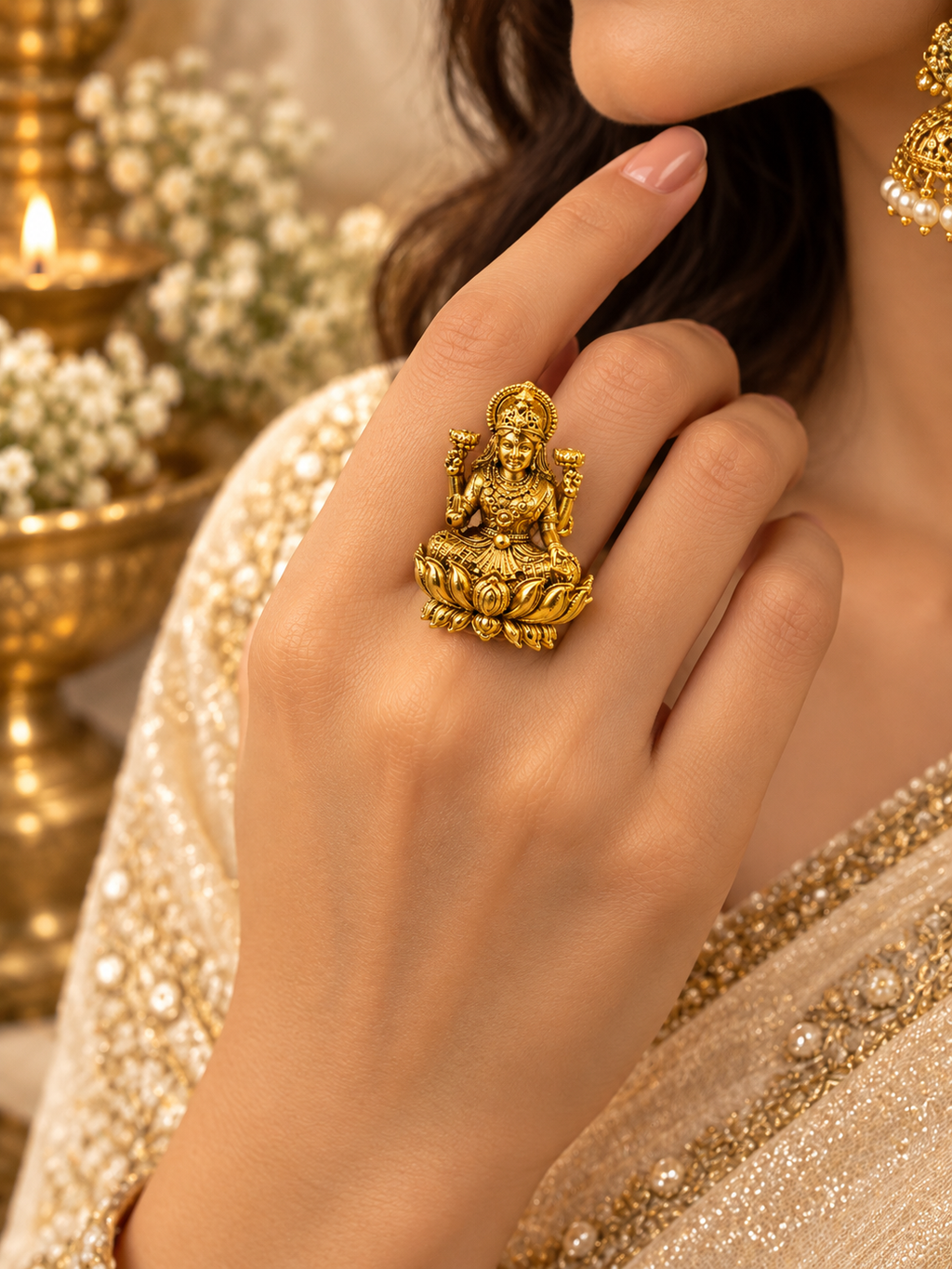 Laxmi Antique Gold Ring