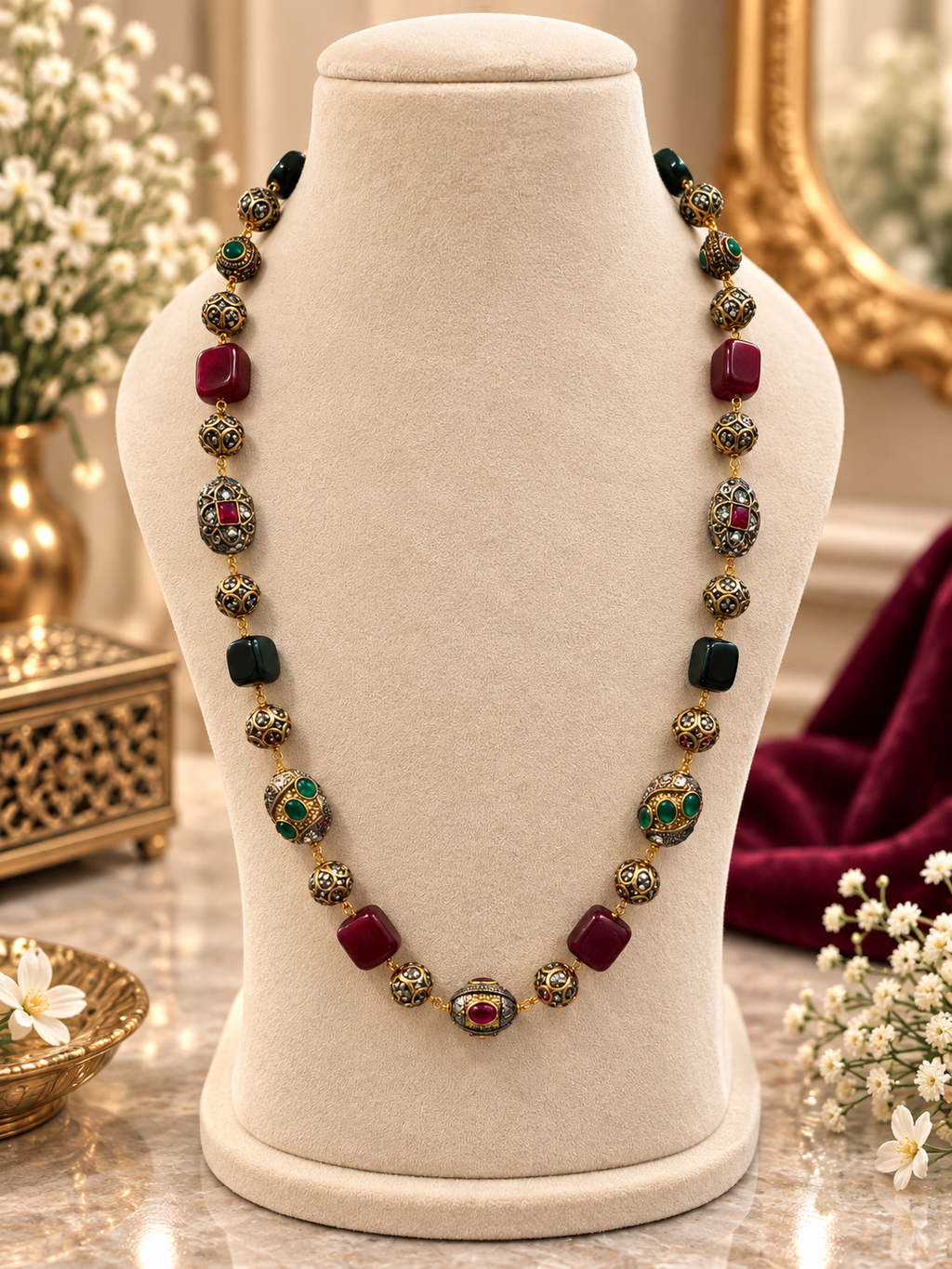 Sabya stone mala- Red