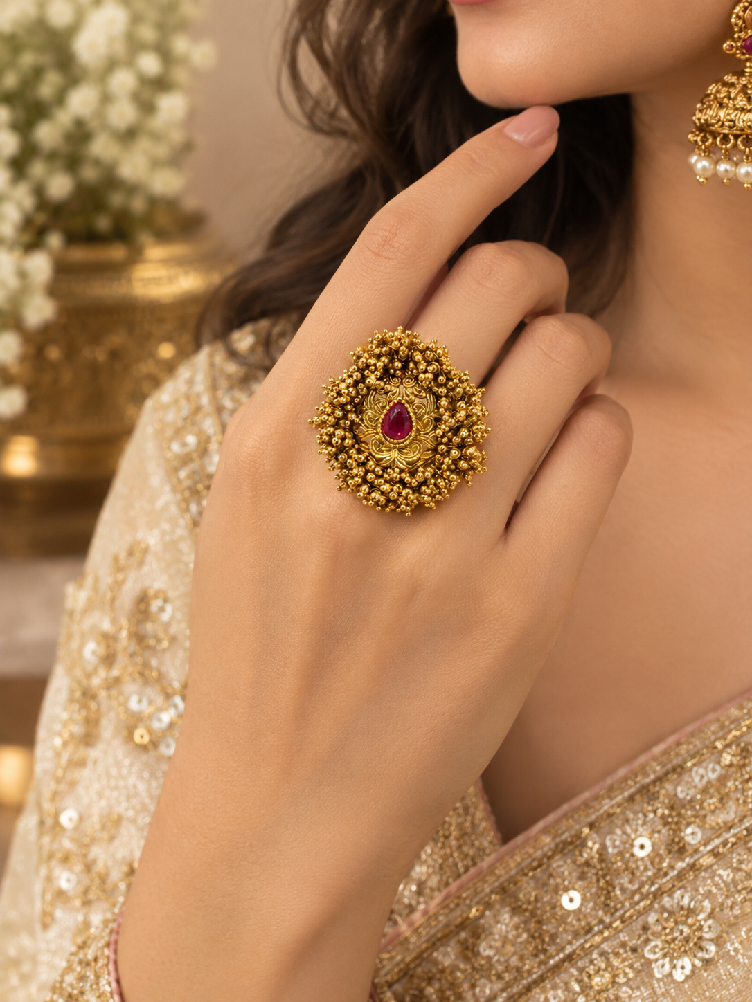 Cocktail Antique Gold Ring