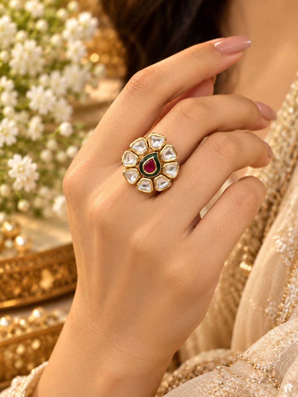 Kundan Ring- petal