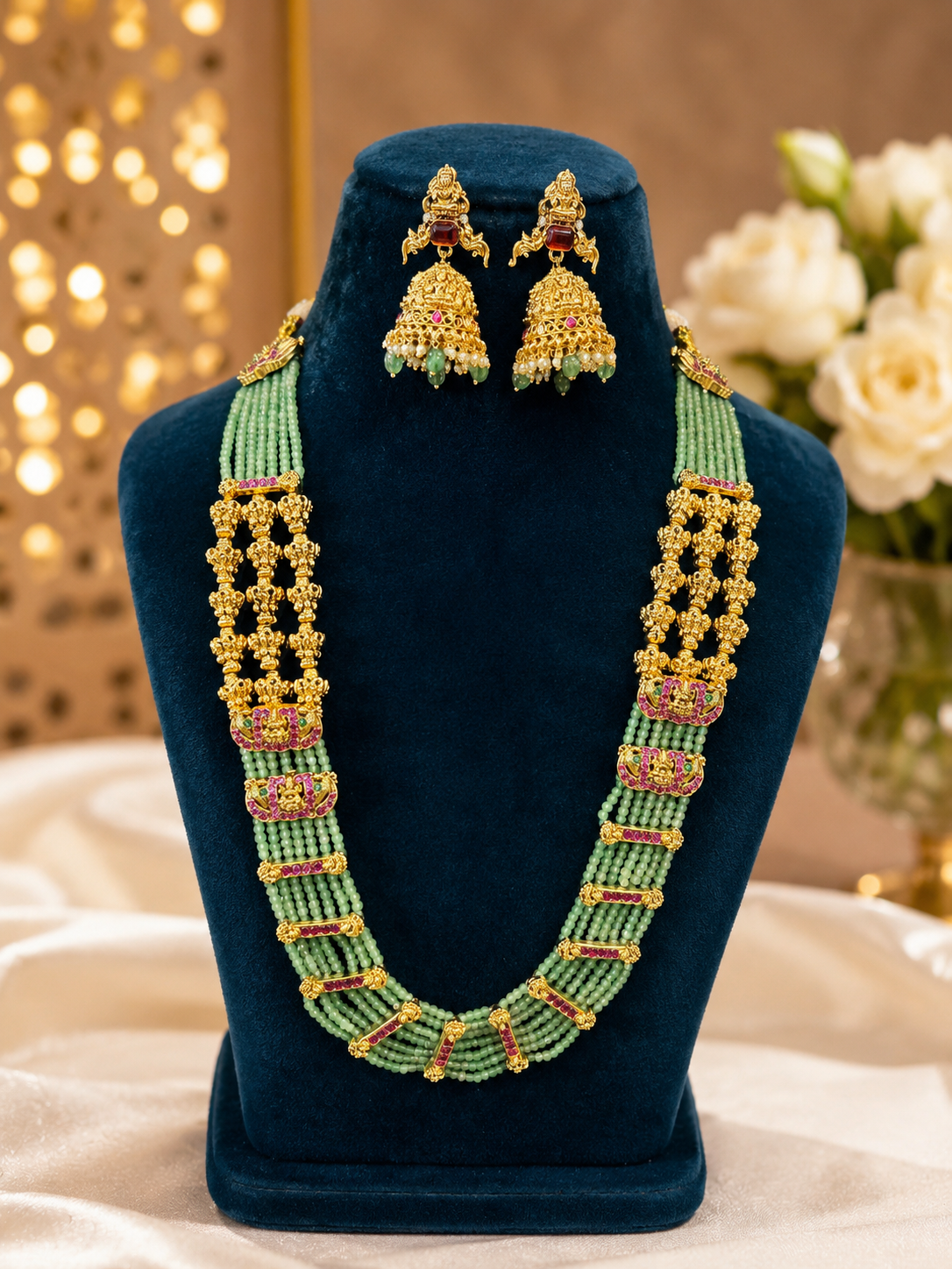 Temple Gold Kantha Set- Laxmi ji