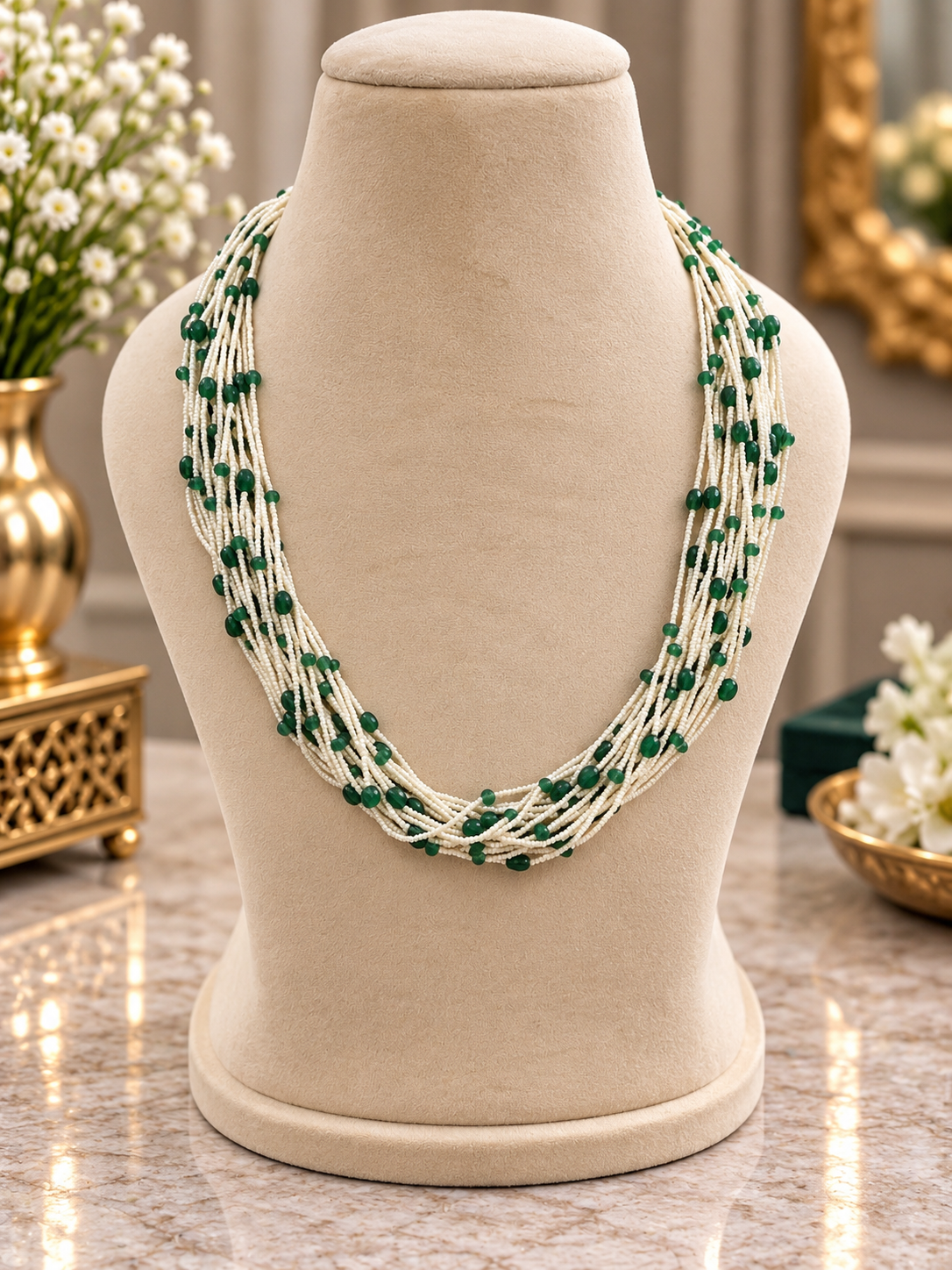 Poth Mala- green with beads