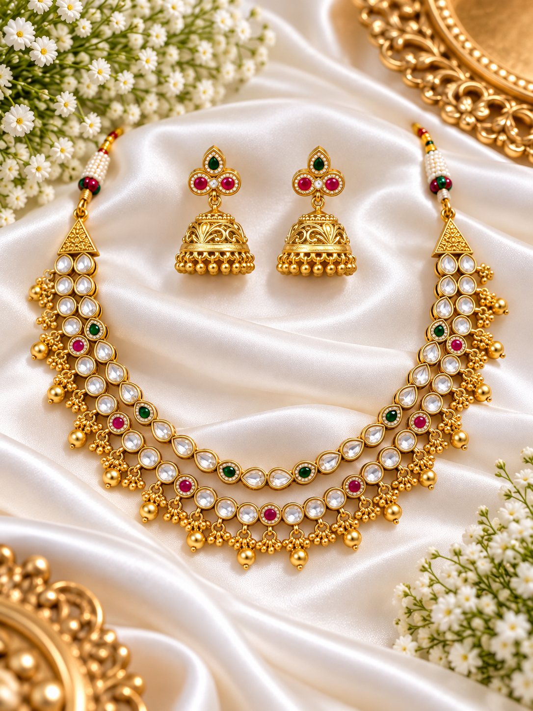 Kundan Double Layer Set with jhumkii