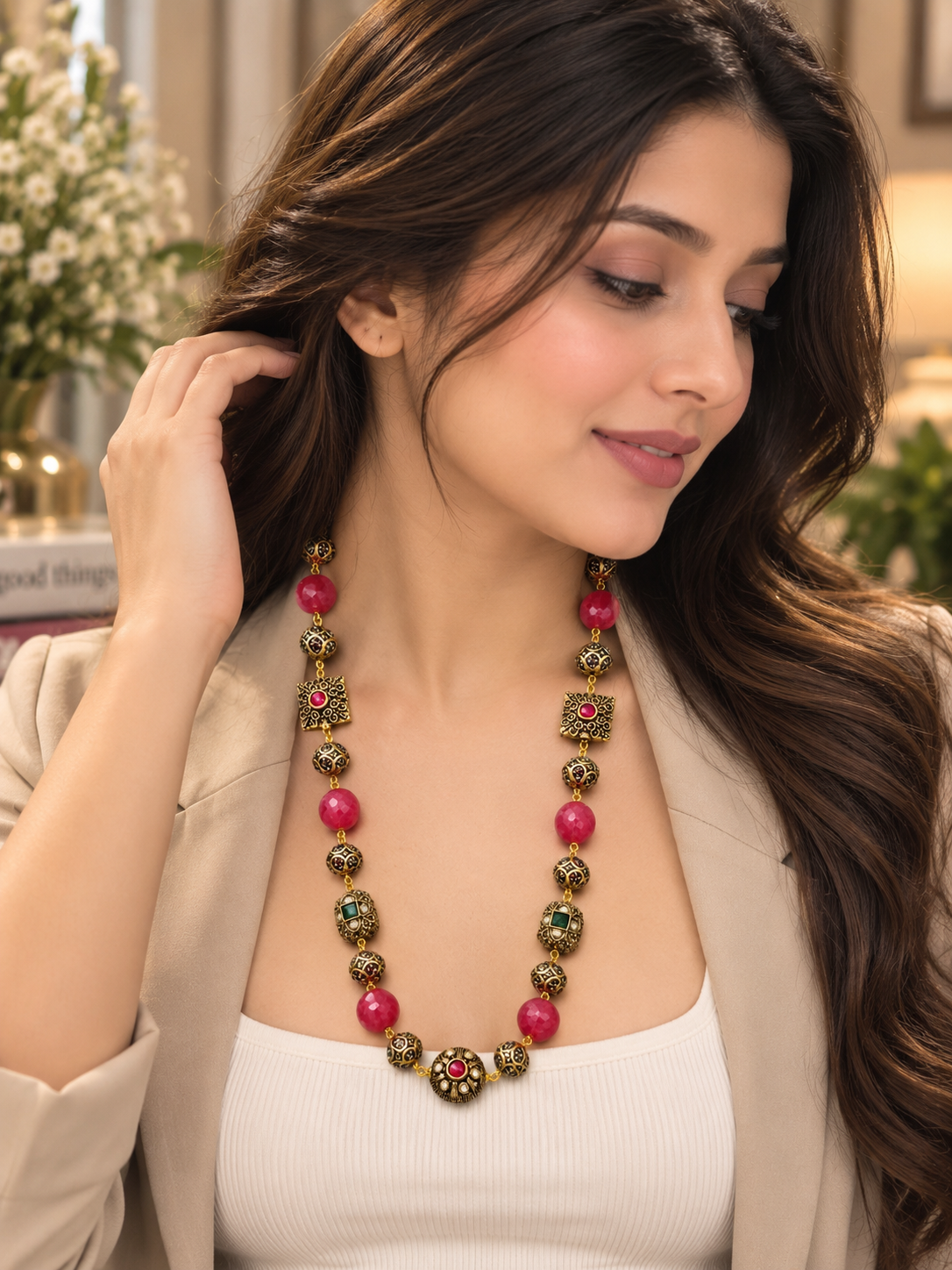 Sabya Stone Mala- pink