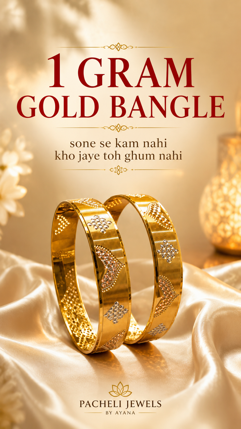1 gram Gold Bangle -Design9-fancy