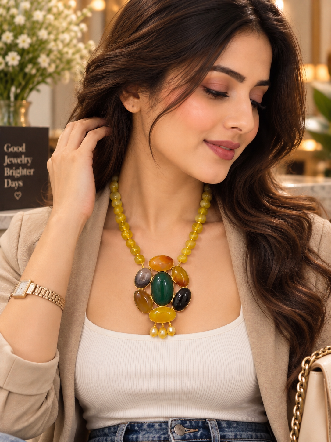 yellow Royal Brooch Mala