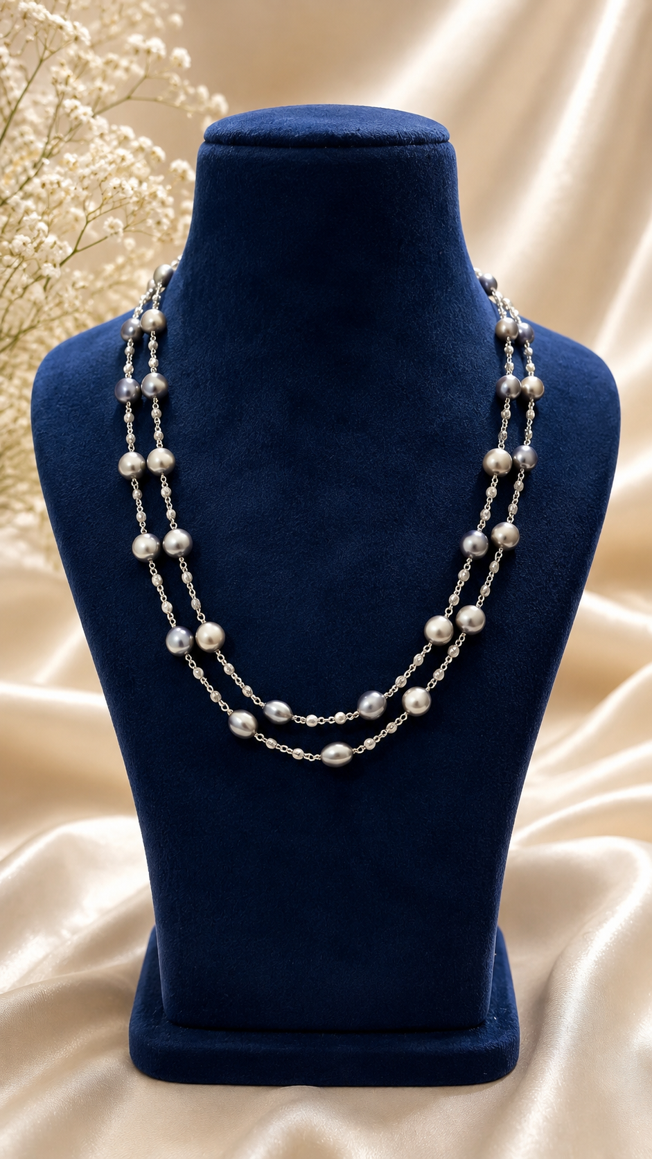 Pearl Mala Double Layer (Grey)