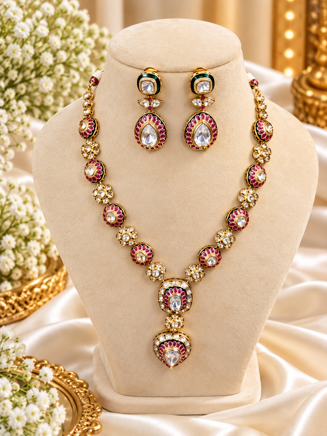 Hazoorilal real polki  Long Set