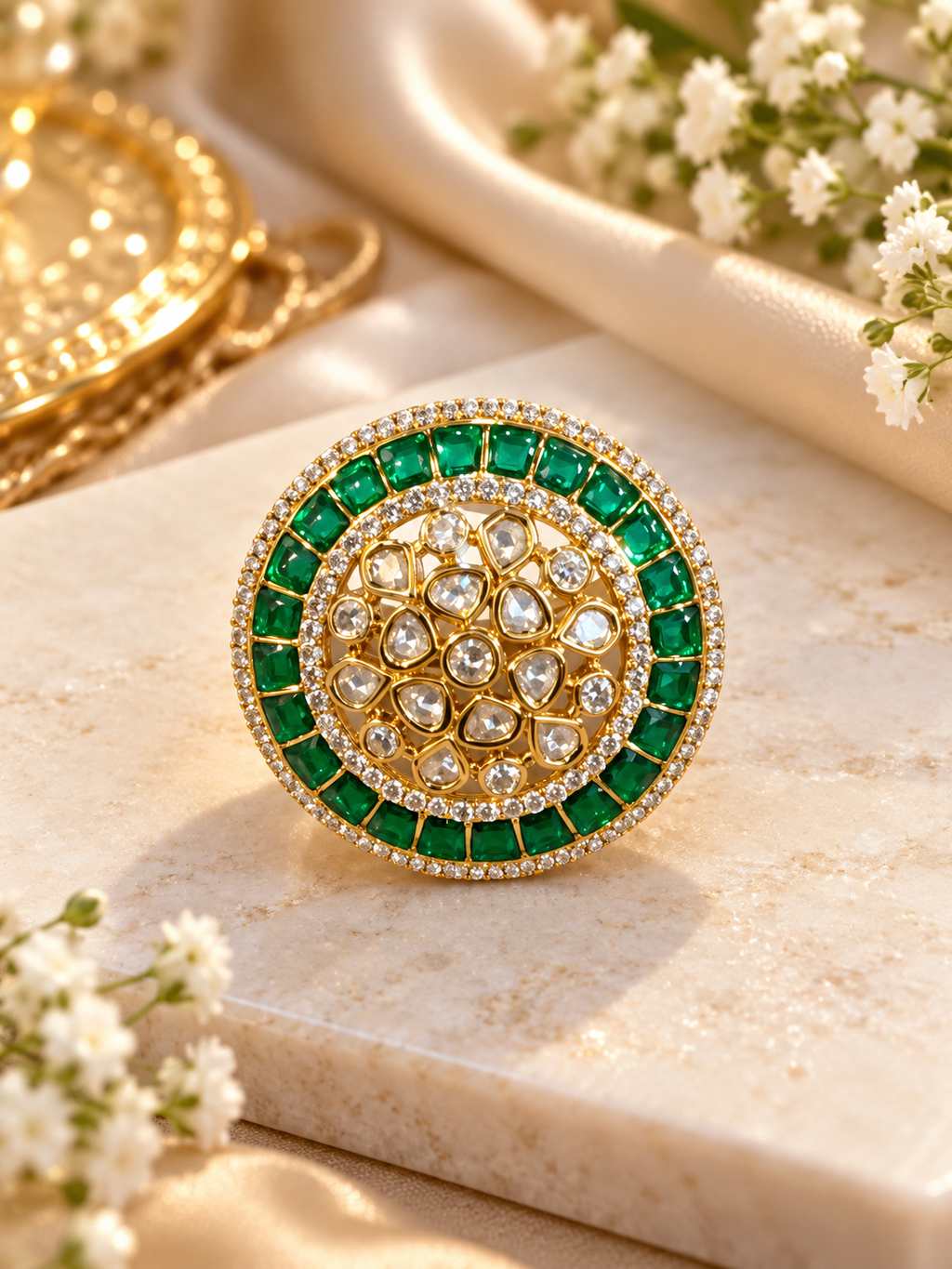 Polki Green Ring- cocktail
