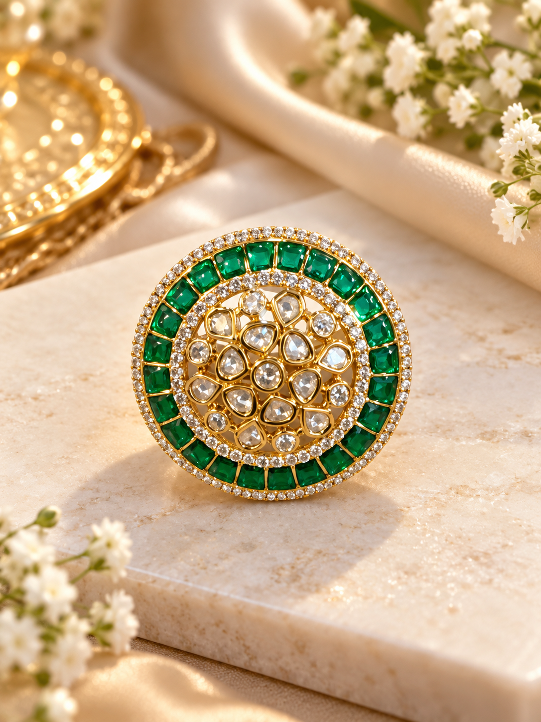 Polki Green Ring- cocktail
