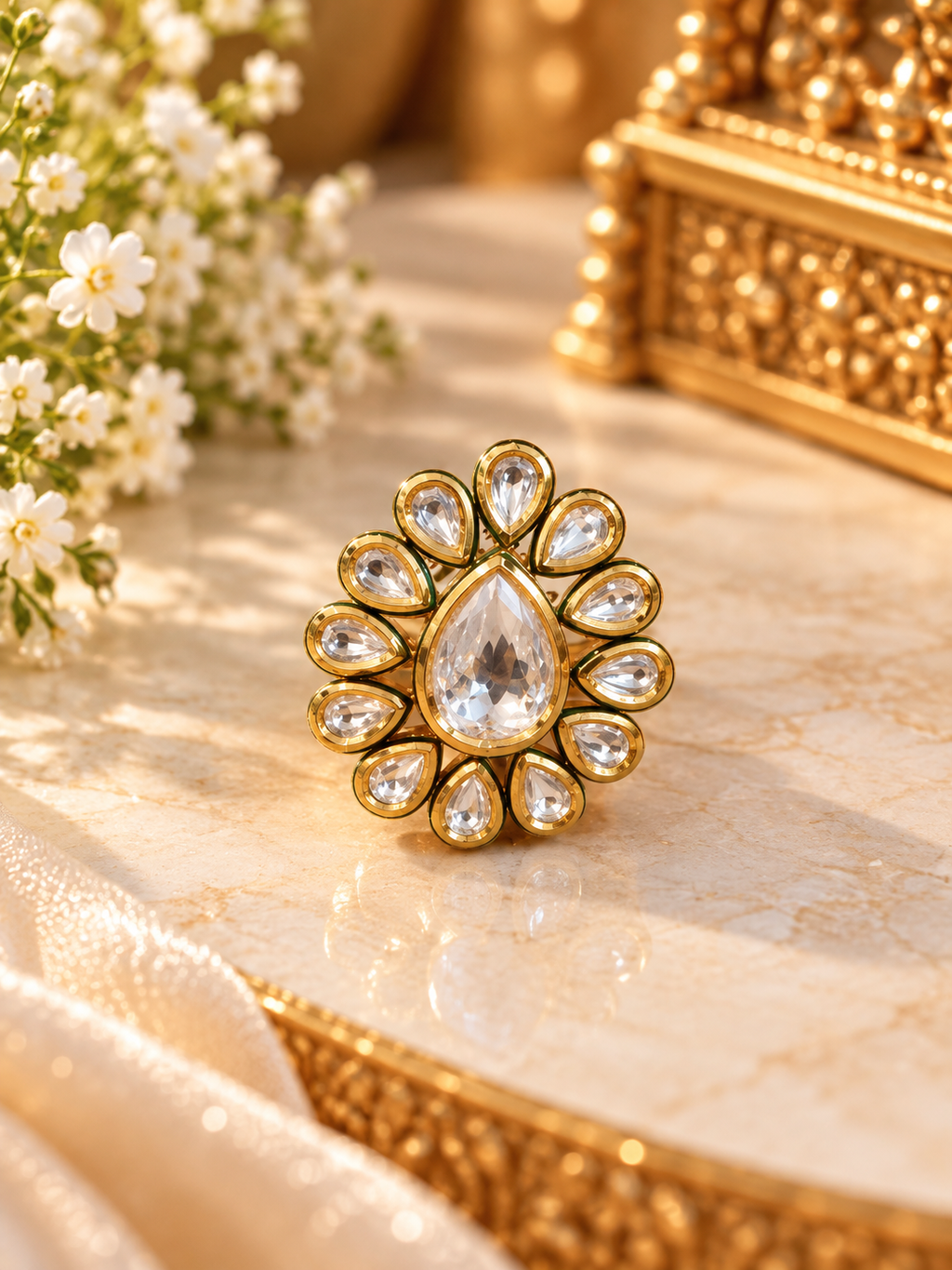 Kundan ring- Flower
