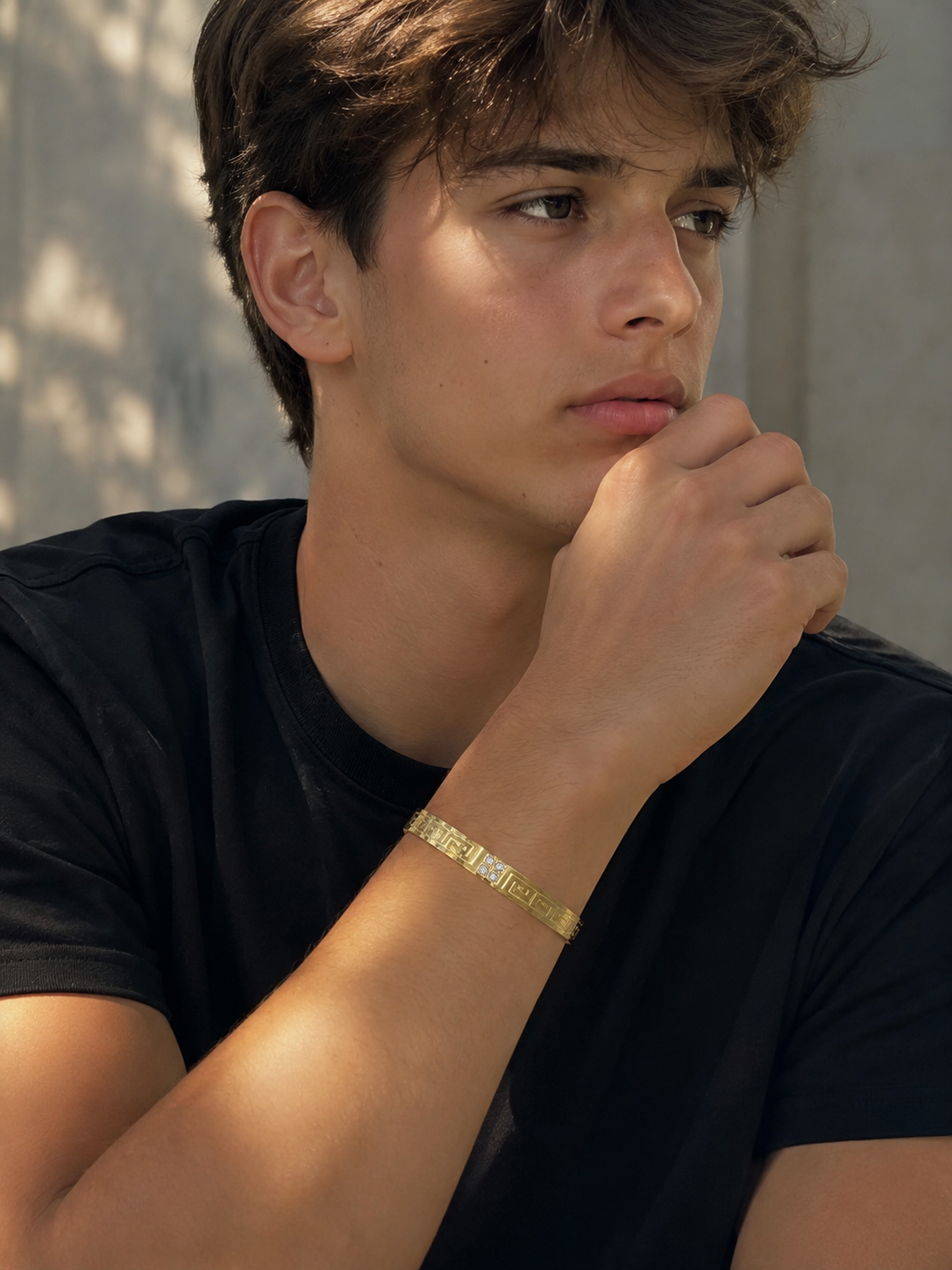 Male Bracelet SS-Stone