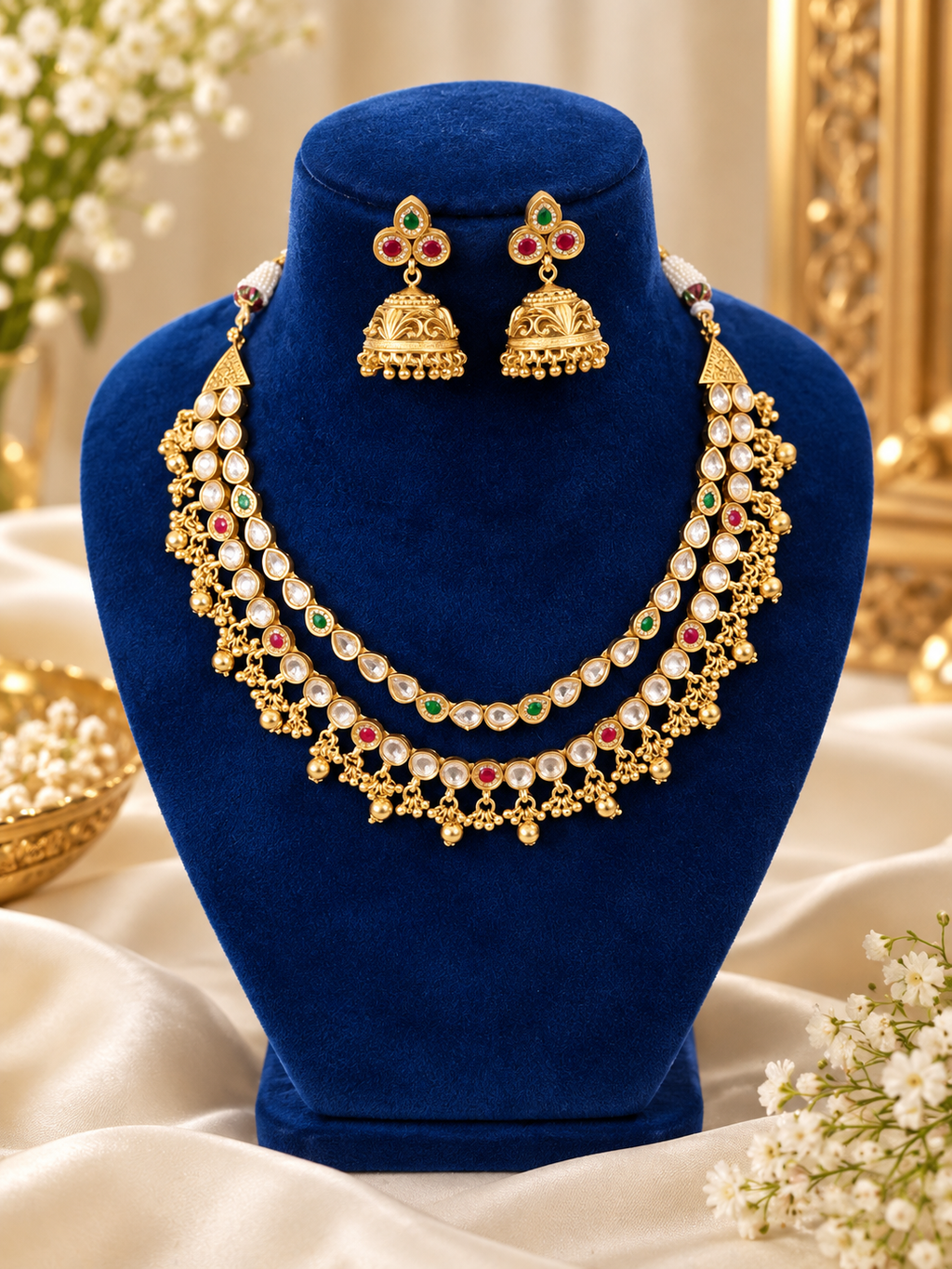 Kundan Double Layer Set with jhumkii
