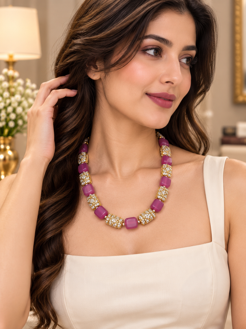 pink crystal mala