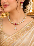 Red Tyaani polki Necklace Set