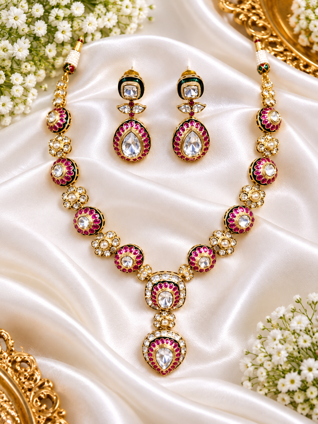 Hazoorilal real polki  Long Set