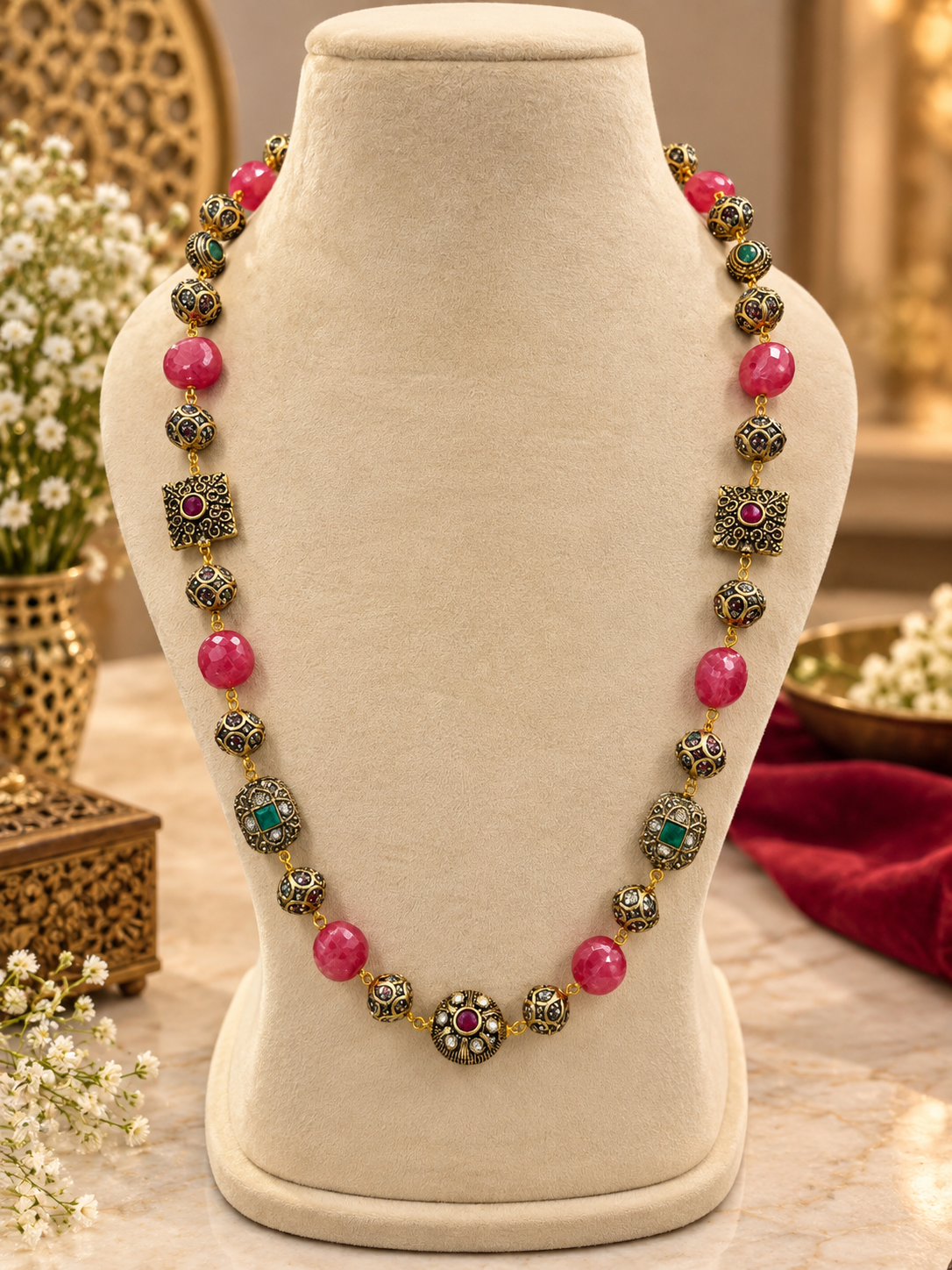 Sabya Stone Mala- pink