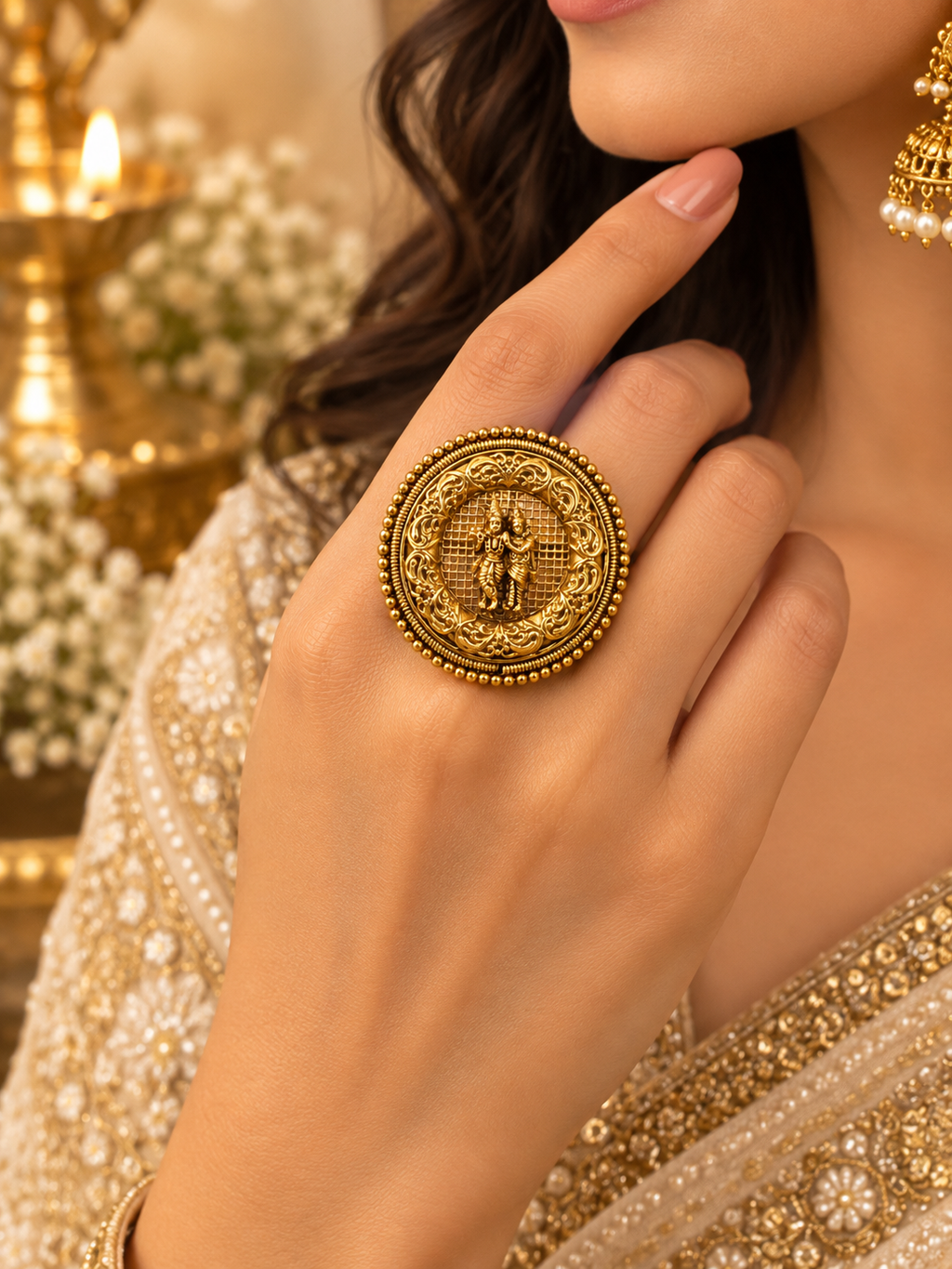 Radha-Krishna Gold Ring