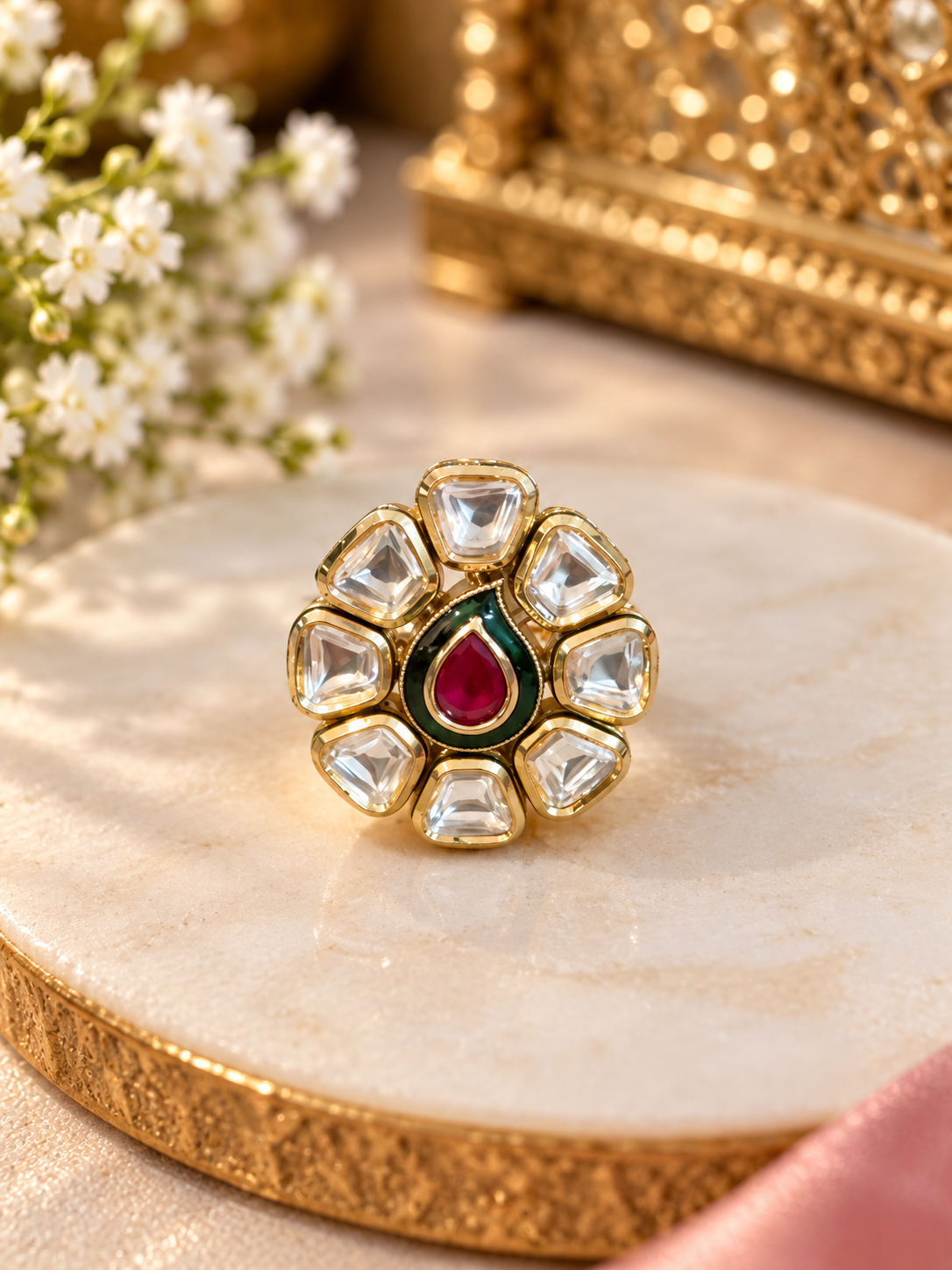 Kundan Ring- petal