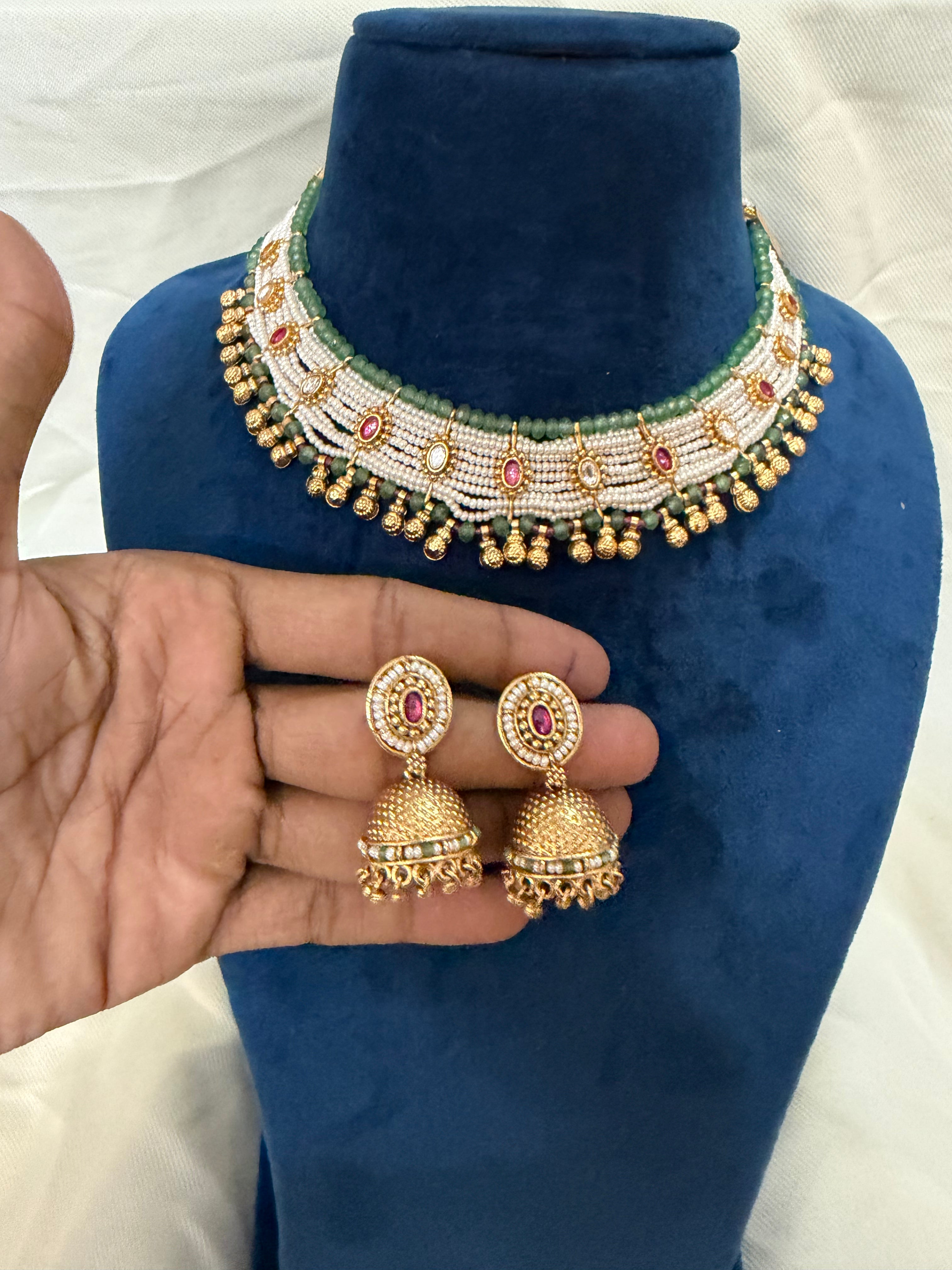 Rajwadi Choker Set- white